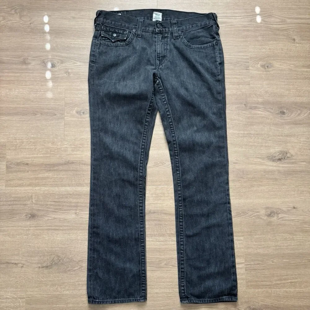 VTG True Religion Ricky Jeans Mens 38x34 Dark Gray Straight Leg Made in USA